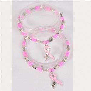 One Pink Ribbon Hope Bead Bracelet